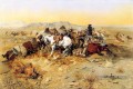 A Desperate Stand cow boy Art occidental Amérindien Charles Marion Russell